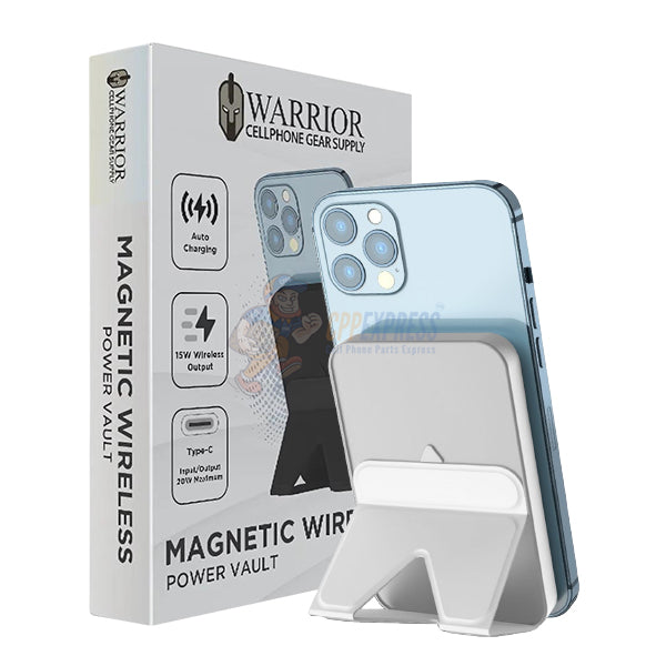 Warrior Power Vault 10000mah Magsafe Portable Type C with kickStand - White