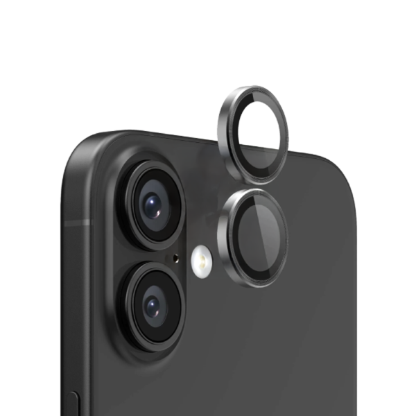 iPhone 16 / 16 Plus - Back Camera Lens Tempered Glass Protector - Black