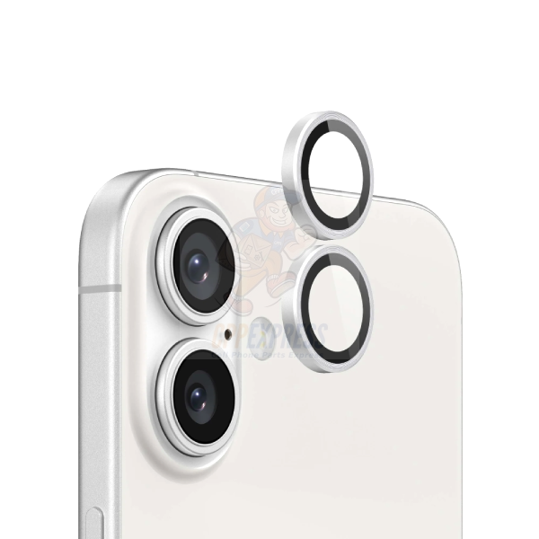 iPhone 16 / 16 Plus - Back Camera Lens Tempered Glass Protector - Silver