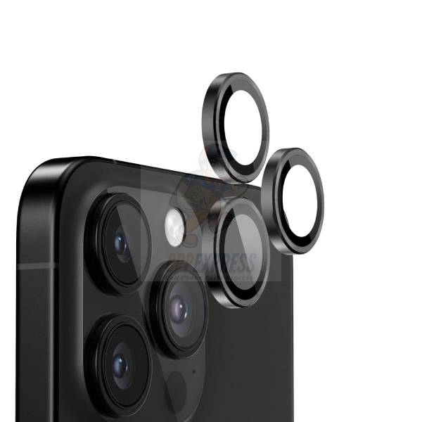 iPhone 16 Pro / 16 Pro Max - Back Camera Lens Tempered Glass Protector - Black