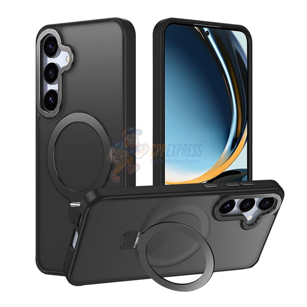 Samsung Galaxy S25 Plus Shockproof Magnetic Case With Invisible Stand Holder - Black