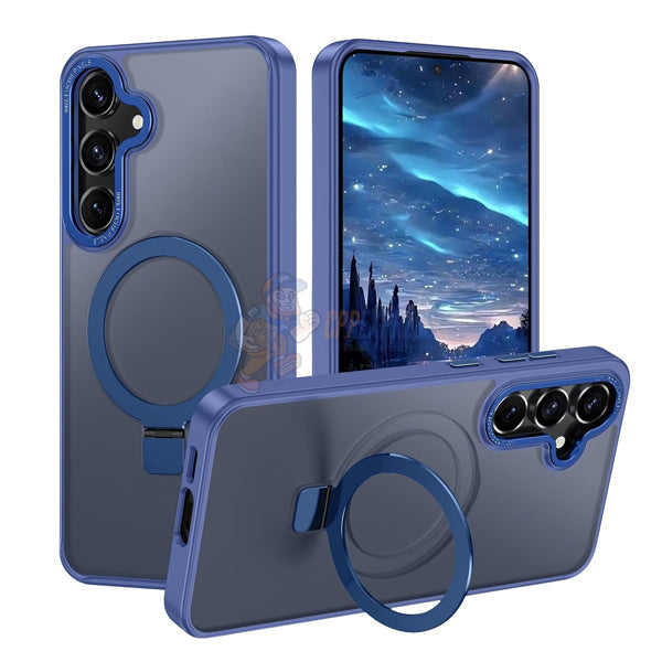 Samsung Galaxy S24 Plus Shockproof Magnetic Case With Invisible Stand Holder - Blue