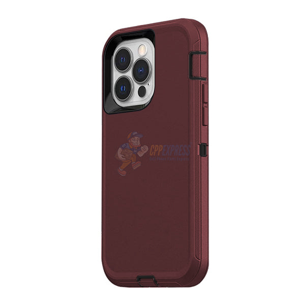 iPhone 13 Pro Shockproof Defender Case Cover - Burgundy