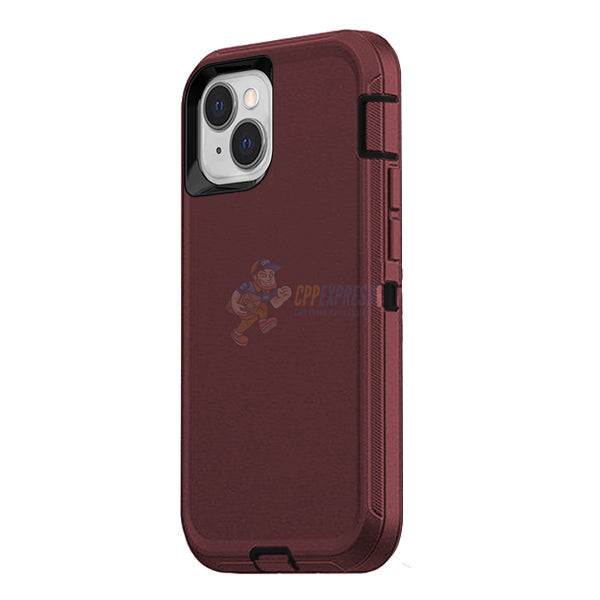 iPhone 15 Shockproof Defender Case Cover - Burgundy