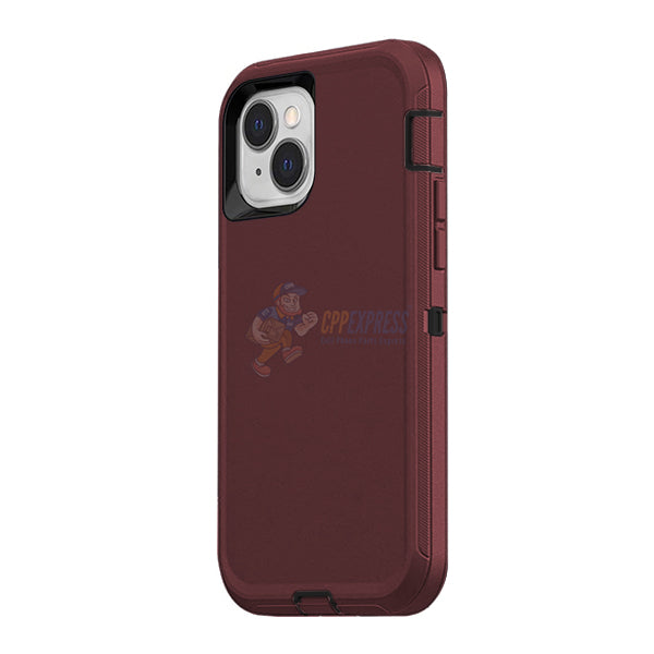 iPhone 15 Plus Shockproof Defender Case Cover - Burgundy