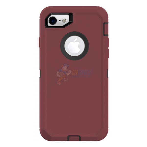 iPhone 7 / iPhone 8 Shockproof Defender Case Cover - Burgundy