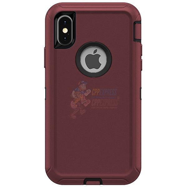 iPhone X / iPhone XS Shockproof Defender Case Cover - Burgundy