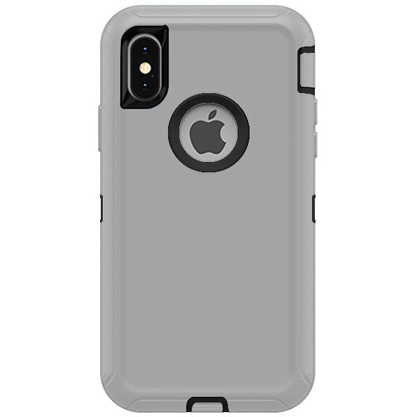 iPhone X / iPhone XS Shockproof Defender Case Cover - Light Gray