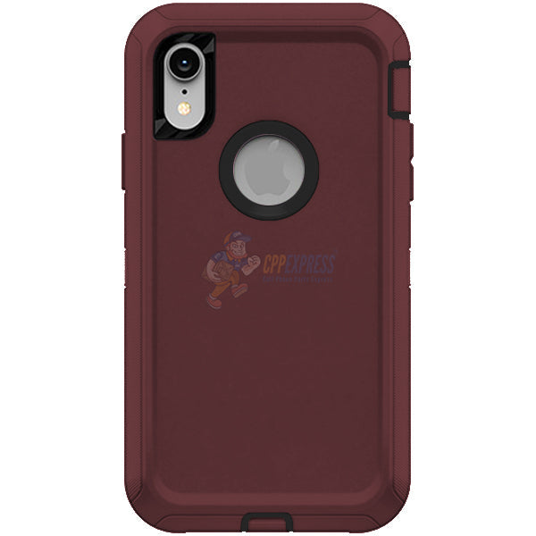 iPhone XR Shockproof Defender Case Cover - Burgundy