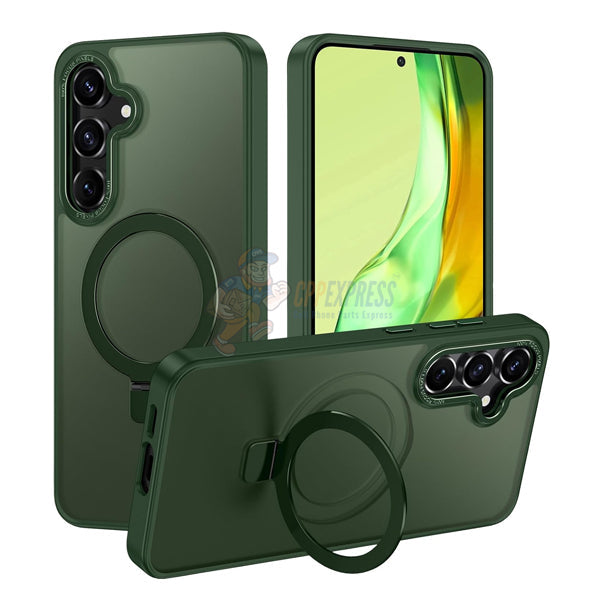 Samsung Galaxy S24 Shockproof Magnetic Case With Invisible Stand Holder - Green