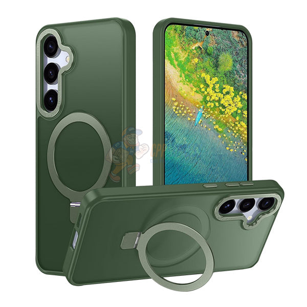 Samsung Galaxy S25 Plus Shockproof Magnetic Case With Invisible Stand Holder - Green