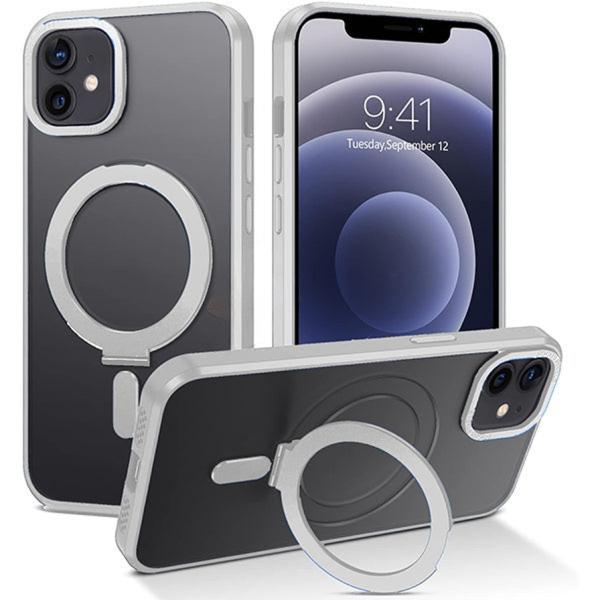iPhone 12 Shockproof Magnetic Case With Invisible Stand Holder White