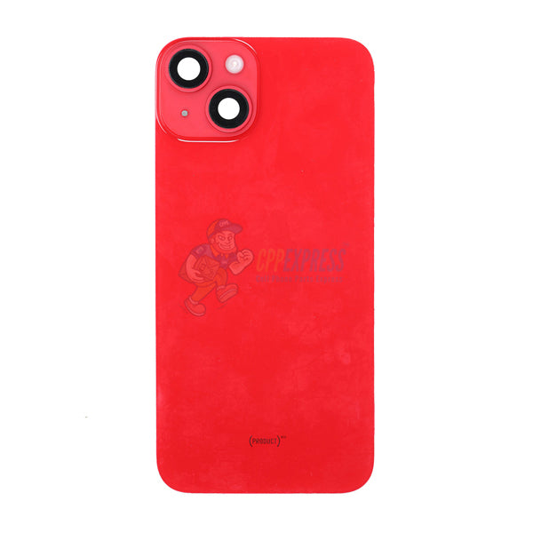 iPhone 14  Mid-Frame Housing with Power/Volume Button and Back Glass with Steel Plate and Wireless Charge Flex Cable - Red