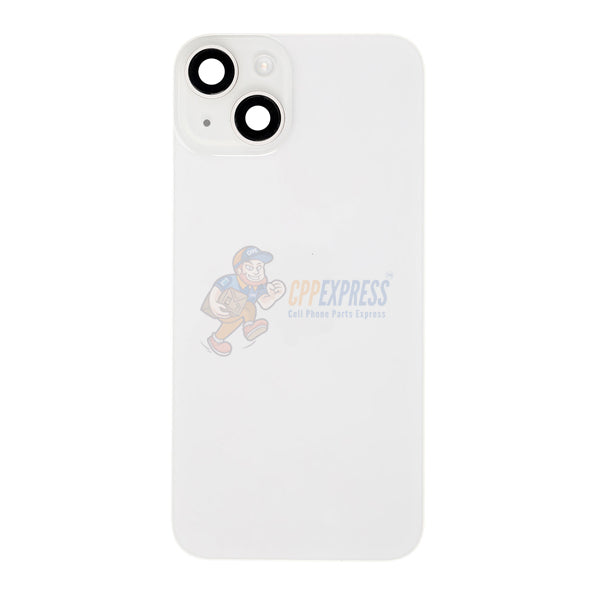 iPhone 14  Mid-Frame Housing with Power/Volume Button and Back Glass with Steel Plate and Wireless Charge Flex Cable - White