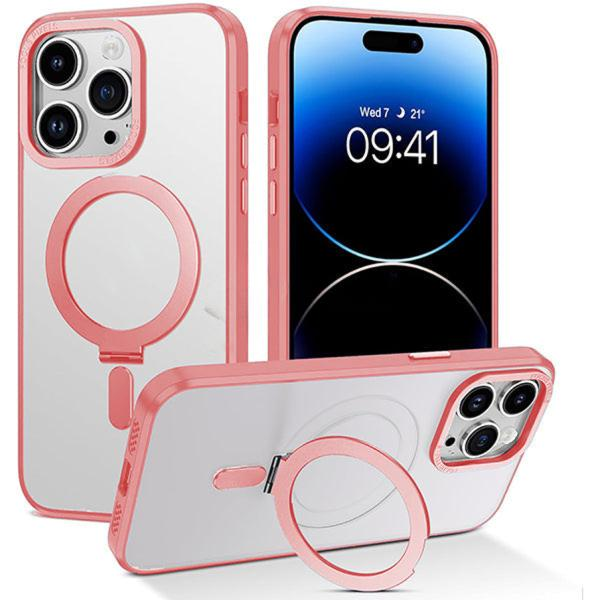 iPhone 14 Pro Shockproof Magnetic Case With Invisible Stand Holder Pink