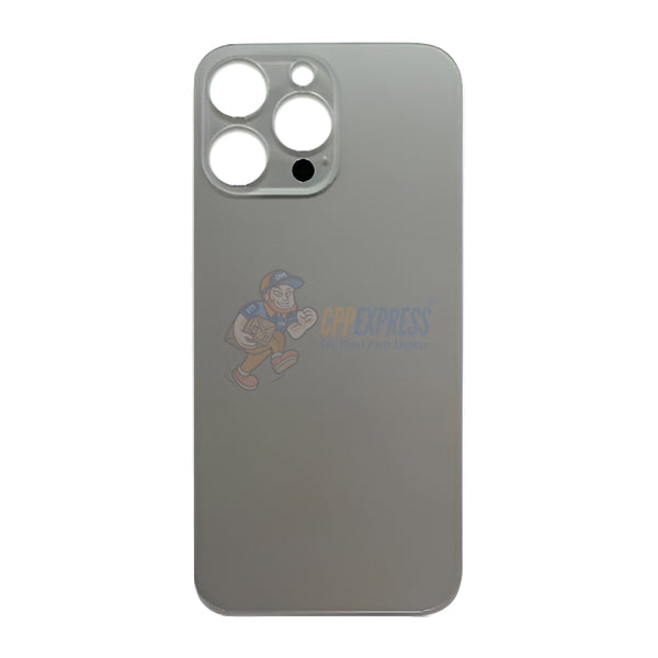 iPhone 16 Pro Max Glass Battery Back Door Cover - Premium Big Camera Hole - Silver
