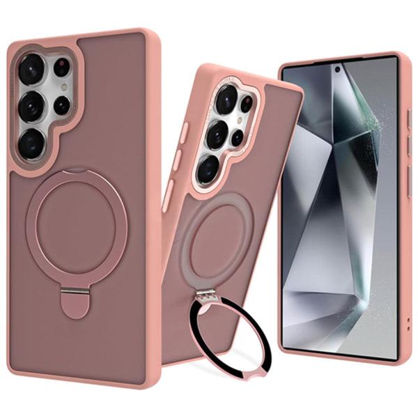 Samsung Galaxy S25 Ultra Shockproof Magnetic Case With Invisible Stand Holder - Pink