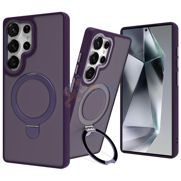 Samsung Galaxy S25 Ultra Shockproof Magnetic Case With Invisible Stand Holder - Purple