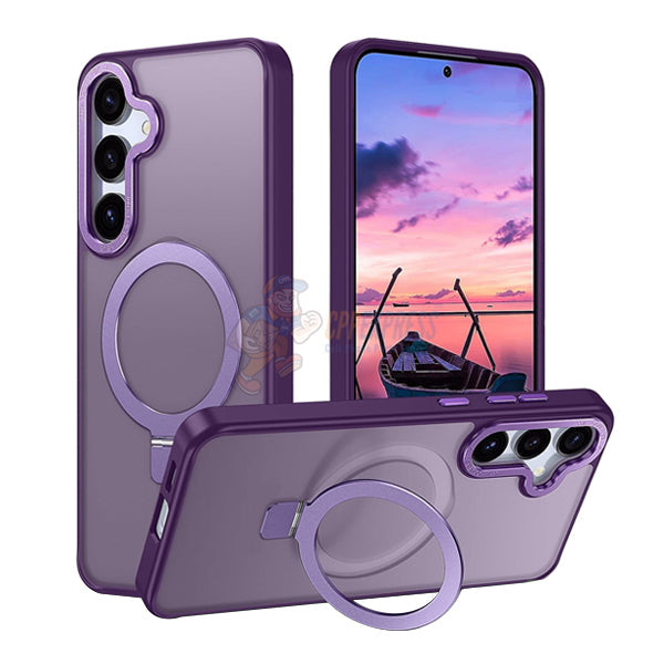 Samsung Galaxy S25 Shockproof Magnetic Case With Invisible Stand Holder - Purple