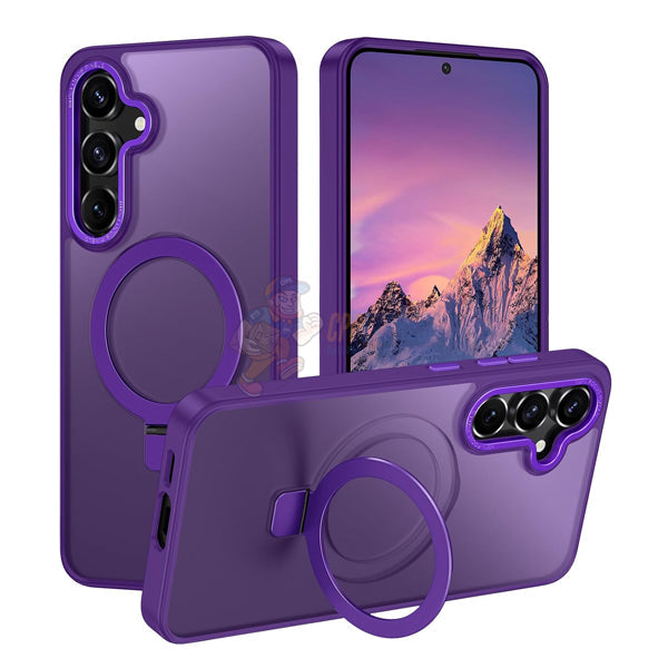 Samsung Galaxy S24 Plus Shockproof Magnetic Case With Invisible Stand Holder - Purple