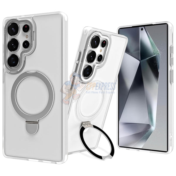 Samsung Galaxy S25 Ultra Shockproof Magnetic Case With Invisible Stand Holder - White
