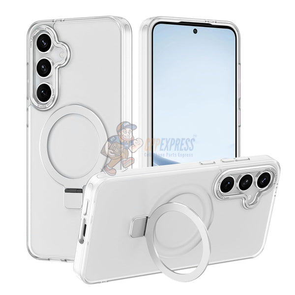 Samsung Galaxy S24 Shockproof Magnetic Case With Invisible Stand Holder - White