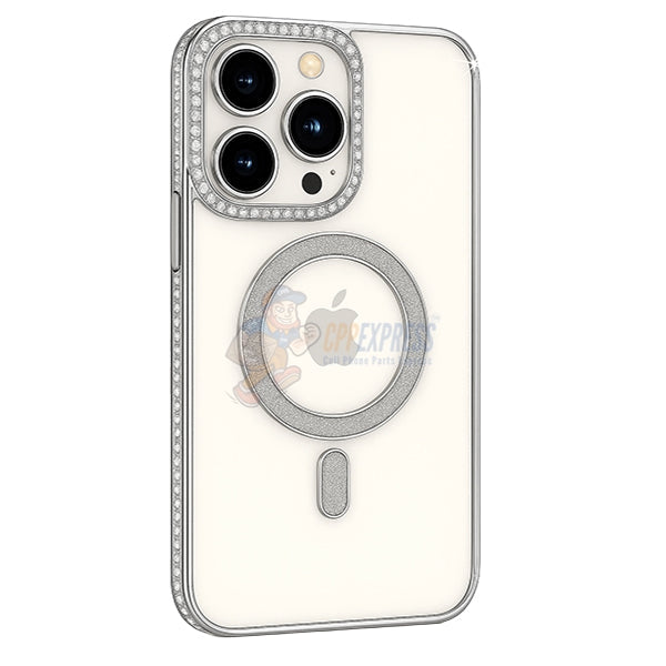 iPhone 15 Pro Max Shockproof Clear Luxury Magnetic Diamond Glitter Case