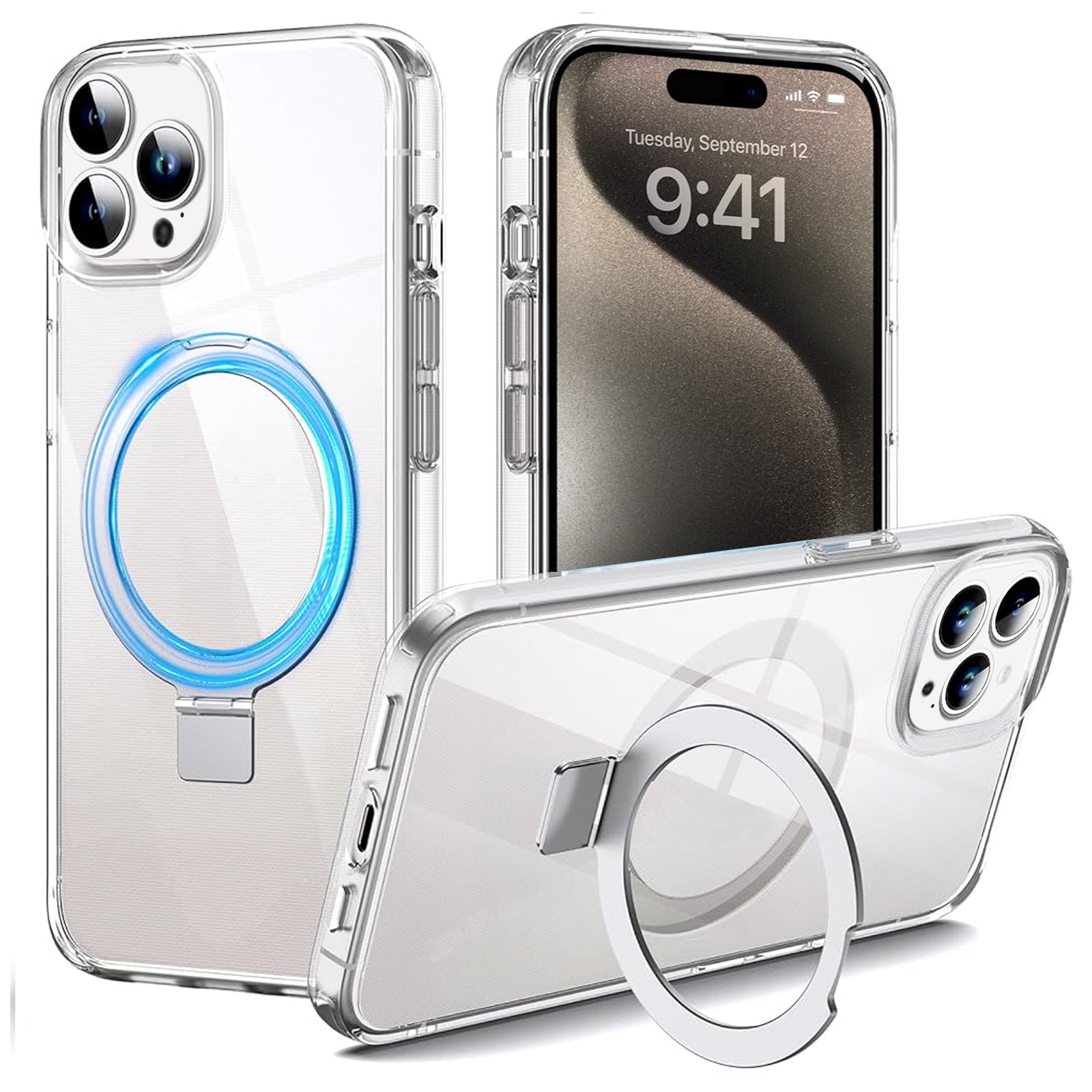 iPhone 15 Pro Shockproof Magnetic Case With Stand Holder