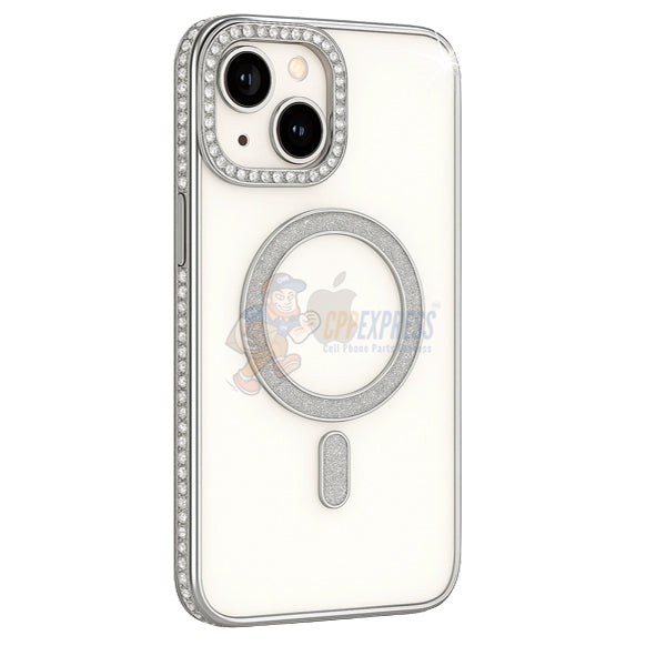 iPhone 15 Shockproof Clear Luxury Magnetic Diamond Glitter Case